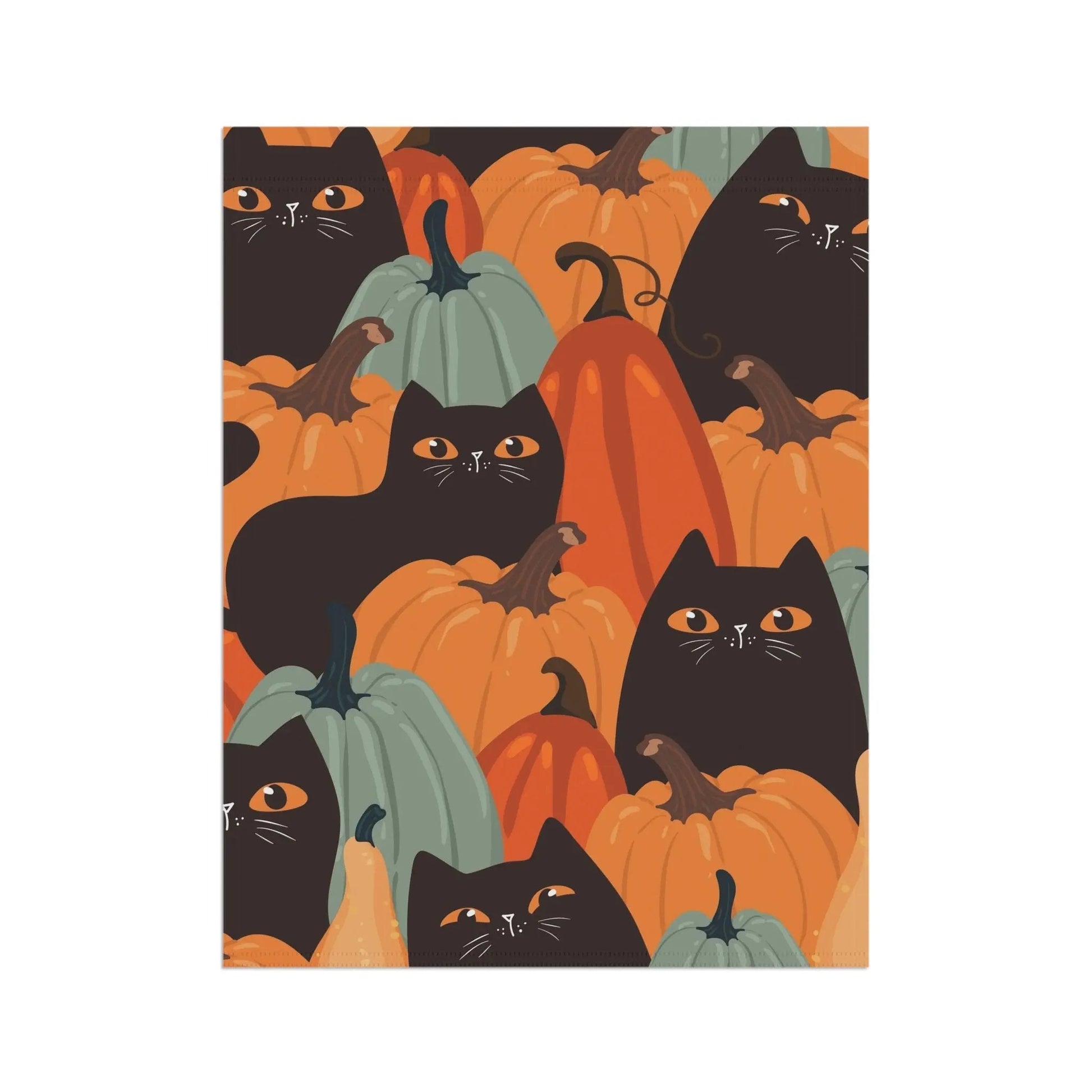 Autumn Garden Banner with Cats and Pumpkins, Seasonal Outdoor Decoration, Home & Garden Decor, Fall Harvest Flag, Halloween Patio Sign - FloofChonk
