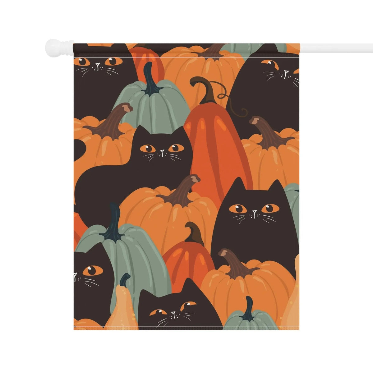 Autumn Garden Banner with Cats and Pumpkins, Seasonal Outdoor Decoration, Home & Garden Decor, Fall Harvest Flag, Halloween Patio Sign - FloofChonk