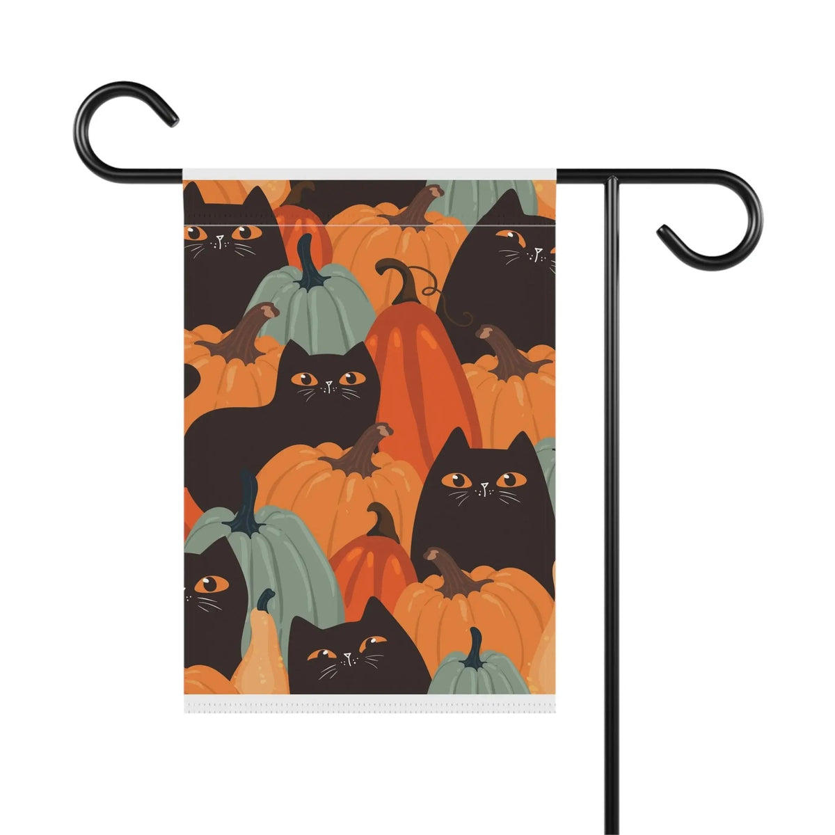 Autumn Garden Banner with Cats and Pumpkins, Seasonal Outdoor Decoration, Home & Garden Decor, Fall Harvest Flag, Halloween Patio Sign - FloofChonk