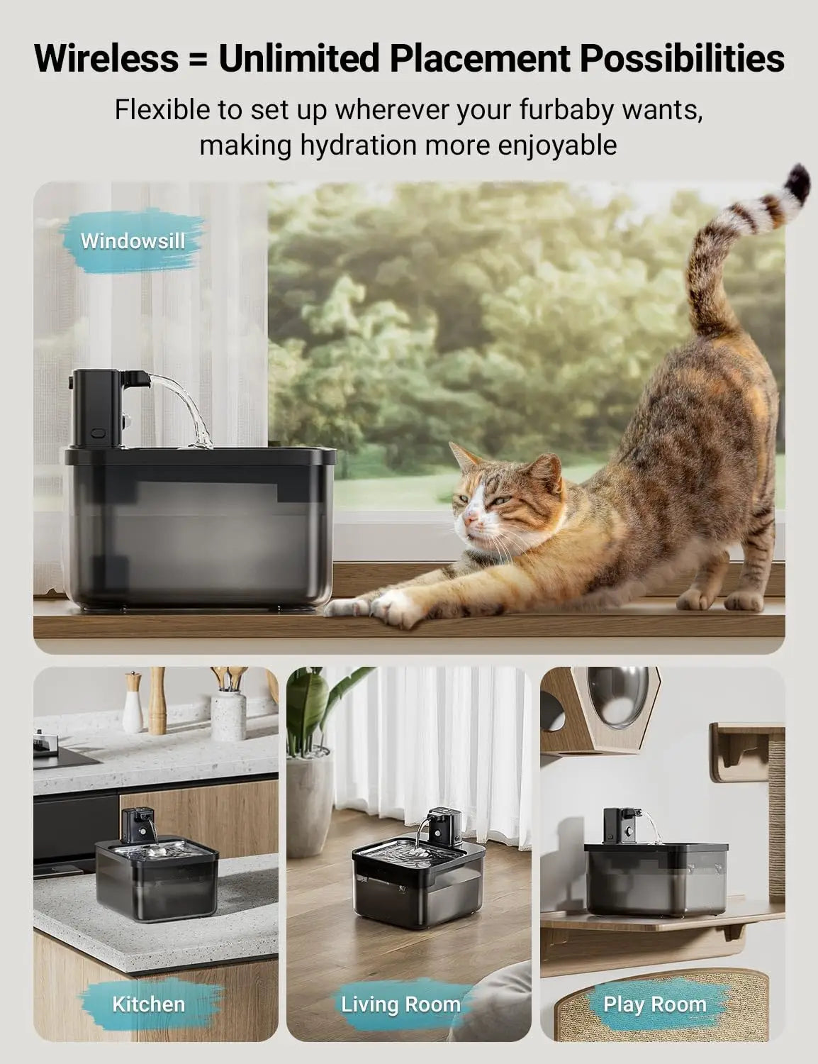 Intelligent Self-circulating Rechargeable Wireless Induction Pet Dog Water Dispenser