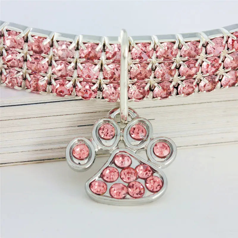 Pet Collar With Diamonds Mixed-color Cat And Dog Supplies Cat Claws Elastic Cat And Dog Necklace Jewelry