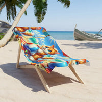 Beach Towel - Cat with Beach Ball Design - 30’’ × 60’’ - Home Decor