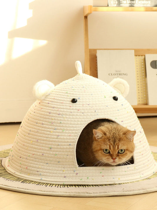 Bear Ear Woven Pet Nest - FloofChonk