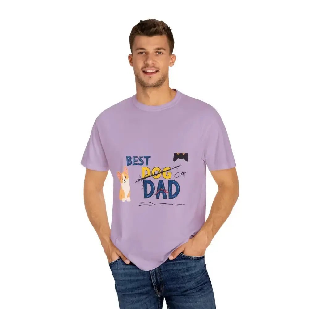 Best Dog Dad Unisex Garment - Dyed T-Shirt | Pet Lover Gift, Funny Dog Dad Tee, Casual Wear, Birthday or Father's Day Gift - FloofChonk