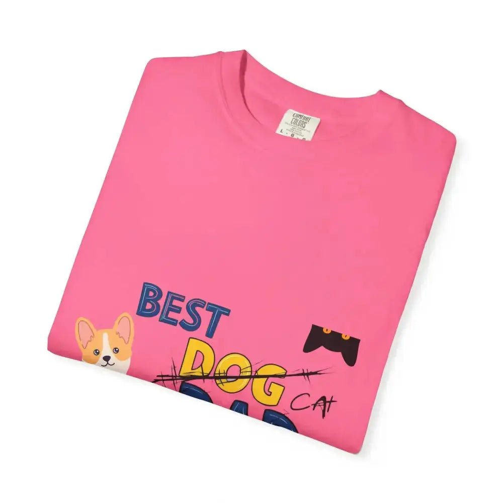 Best Dog Dad Unisex Garment - Dyed T-Shirt | Pet Lover Gift, Funny Dog Dad Tee, Casual Wear, Birthday or Father's Day Gift - FloofChonk