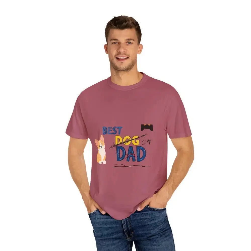 Best Dog Dad Unisex Garment - Dyed T-Shirt | Pet Lover Gift, Funny Dog Dad Tee, Casual Wear, Birthday or Father's Day Gift - FloofChonk