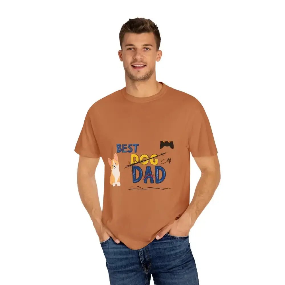 Best Dog Dad Unisex Garment - Dyed T-Shirt | Pet Lover Gift, Funny Dog Dad Tee, Casual Wear, Birthday or Father's Day Gift - FloofChonk