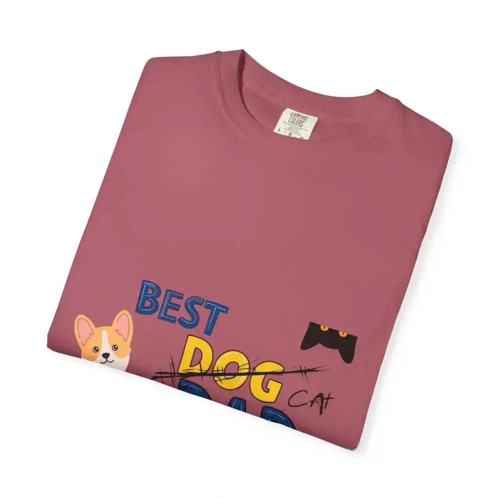 Best Dog Dad Unisex Garment - Dyed T-Shirt | Pet Lover Gift, Funny Dog Dad Tee, Casual Wear, Birthday or Father's Day Gift - FloofChonk