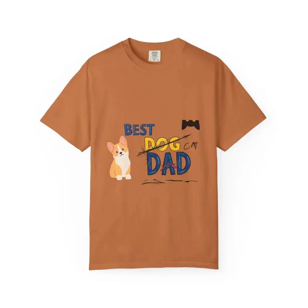 Best Dog Dad Unisex Garment - Dyed T-Shirt | Pet Lover Gift, Funny Dog Dad Tee, Casual Wear, Birthday or Father's Day Gift - FloofChonk
