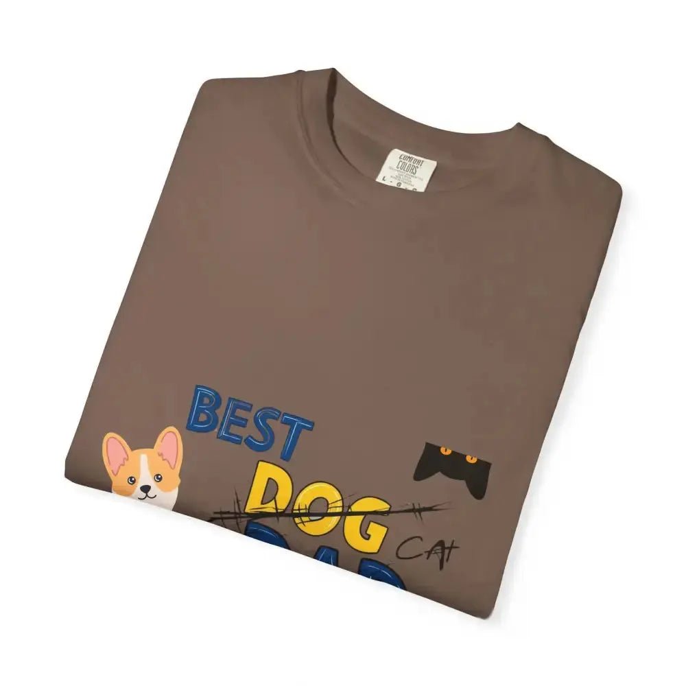 Best Dog Dad Unisex Garment - Dyed T-Shirt | Pet Lover Gift, Funny Dog Dad Tee, Casual Wear, Birthday or Father's Day Gift - FloofChonk