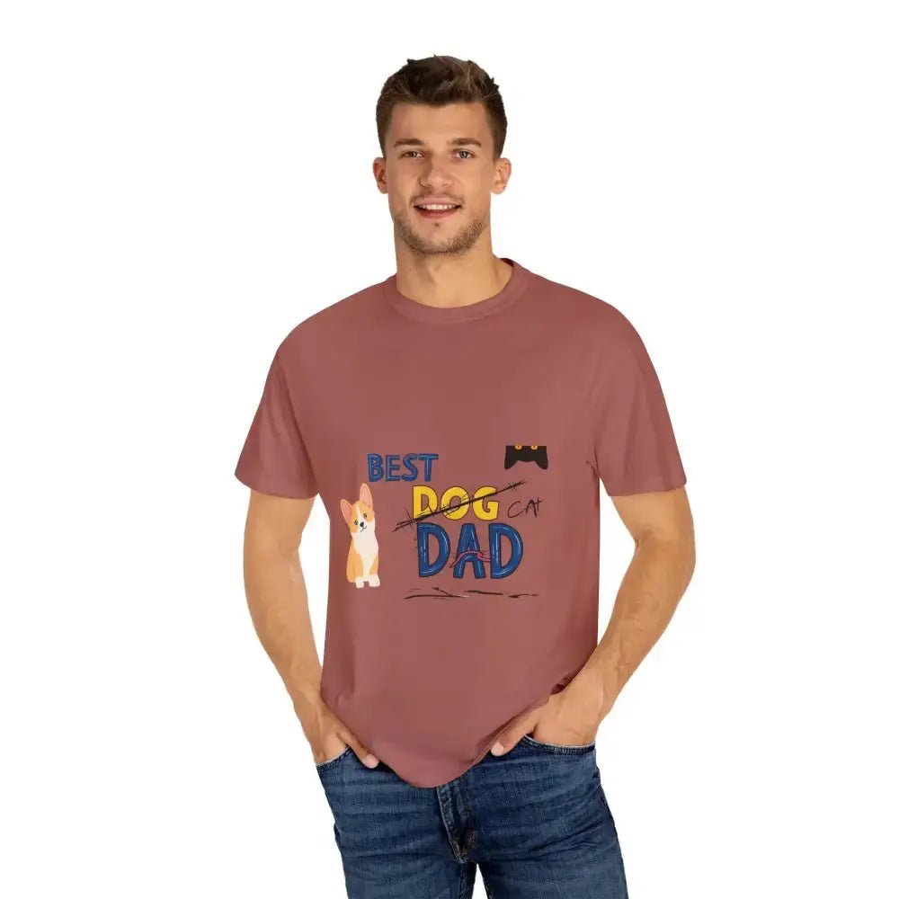 Best Dog Dad Unisex Garment - Dyed T-Shirt | Pet Lover Gift, Funny Dog Dad Tee, Casual Wear, Birthday or Father's Day Gift - FloofChonk