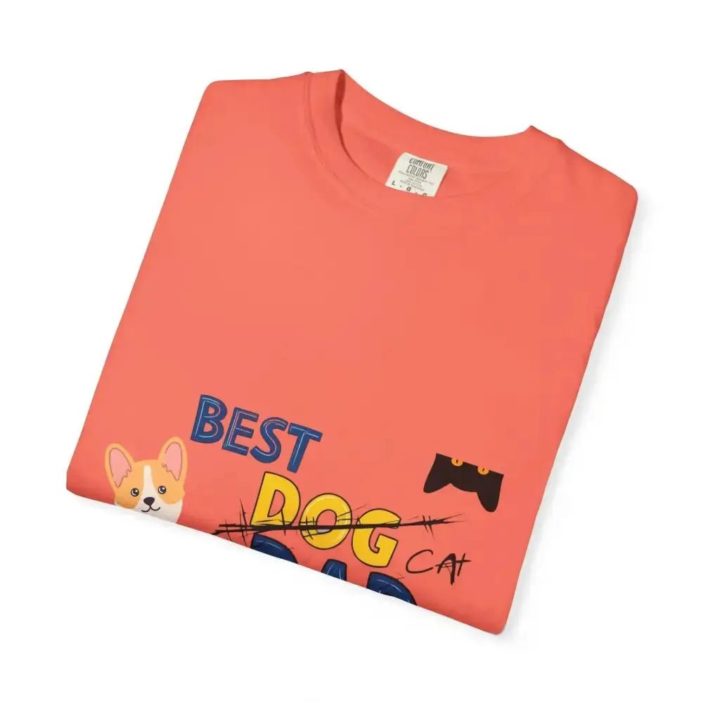 Best Dog Dad Unisex Garment - Dyed T-Shirt | Pet Lover Gift, Funny Dog Dad Tee, Casual Wear, Birthday or Father's Day Gift - FloofChonk