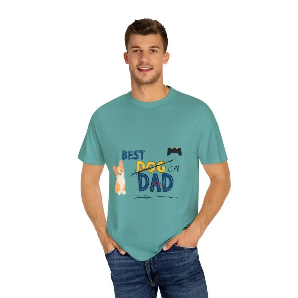 Best Dog Dad Unisex Garment - Dyed T-Shirt | Pet Lover Gift, Funny Dog Dad Tee, Casual Wear, Birthday or Father's Day Gift - FloofChonk