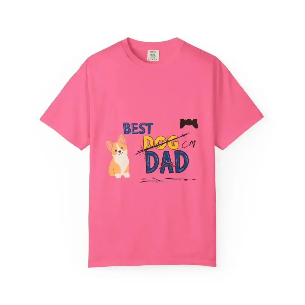 Best Dog Dad Unisex Garment - Dyed T-Shirt | Pet Lover Gift, Funny Dog Dad Tee, Casual Wear, Birthday or Father's Day Gift - FloofChonk