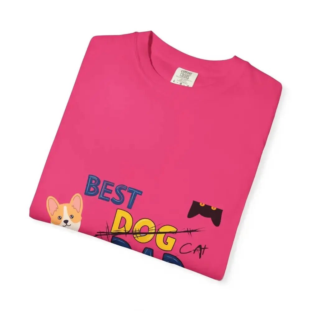 Best Dog Dad Unisex Garment - Dyed T-Shirt | Pet Lover Gift, Funny Dog Dad Tee, Casual Wear, Birthday or Father's Day Gift - FloofChonk