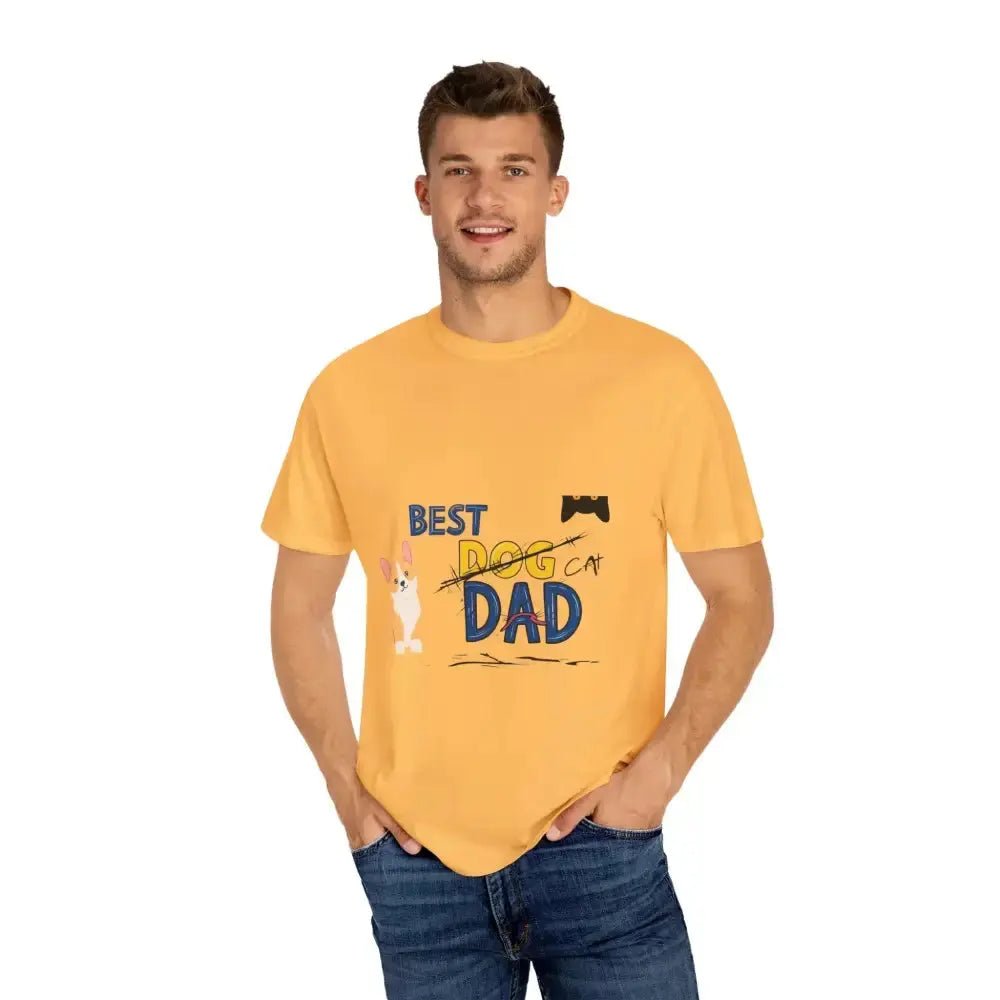 Best Dog Dad Unisex Garment - Dyed T-Shirt | Pet Lover Gift, Funny Dog Dad Tee, Casual Wear, Birthday or Father's Day Gift - FloofChonk