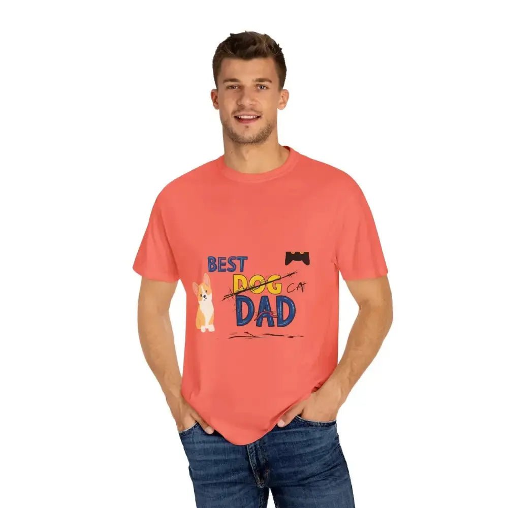 Best Dog Dad Unisex Garment - Dyed T-Shirt | Pet Lover Gift, Funny Dog Dad Tee, Casual Wear, Birthday or Father's Day Gift - FloofChonk