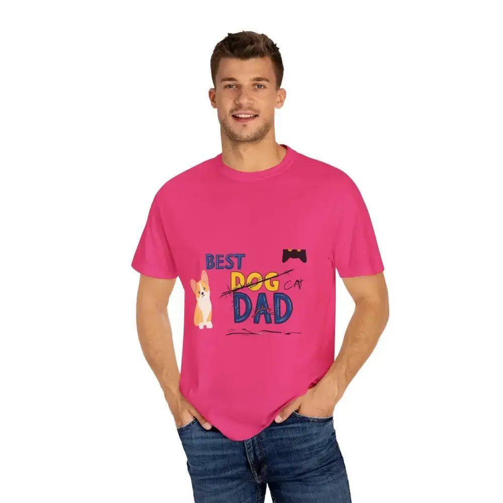 Best Dog Dad Unisex Garment - Dyed T-Shirt | Pet Lover Gift, Funny Dog Dad Tee, Casual Wear, Birthday or Father's Day Gift - FloofChonk