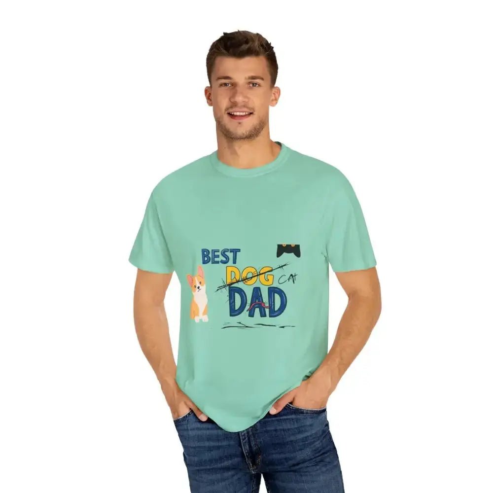 Best Dog Dad Unisex Garment - Dyed T-Shirt | Pet Lover Gift, Funny Dog Dad Tee, Casual Wear, Birthday or Father's Day Gift - FloofChonk