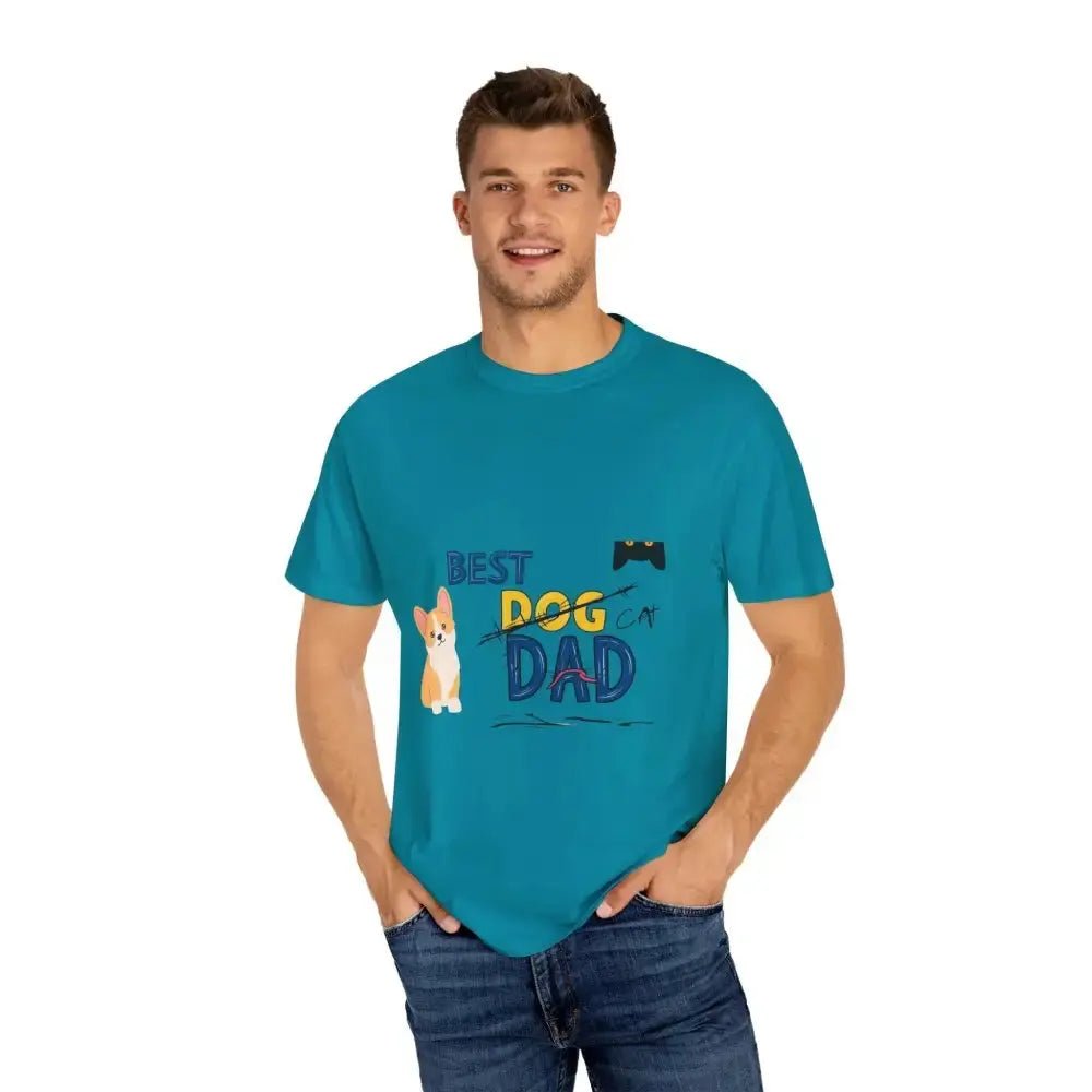 Best Dog Dad Unisex Garment - Dyed T-Shirt | Pet Lover Gift, Funny Dog Dad Tee, Casual Wear, Birthday or Father's Day Gift - FloofChonk