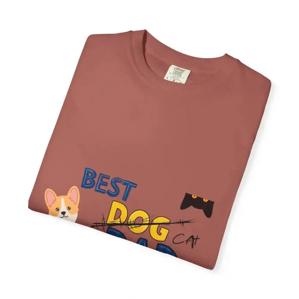 Best Dog Dad Unisex Garment - Dyed T-Shirt | Pet Lover Gift, Funny Dog Dad Tee, Casual Wear, Birthday or Father's Day Gift - FloofChonk