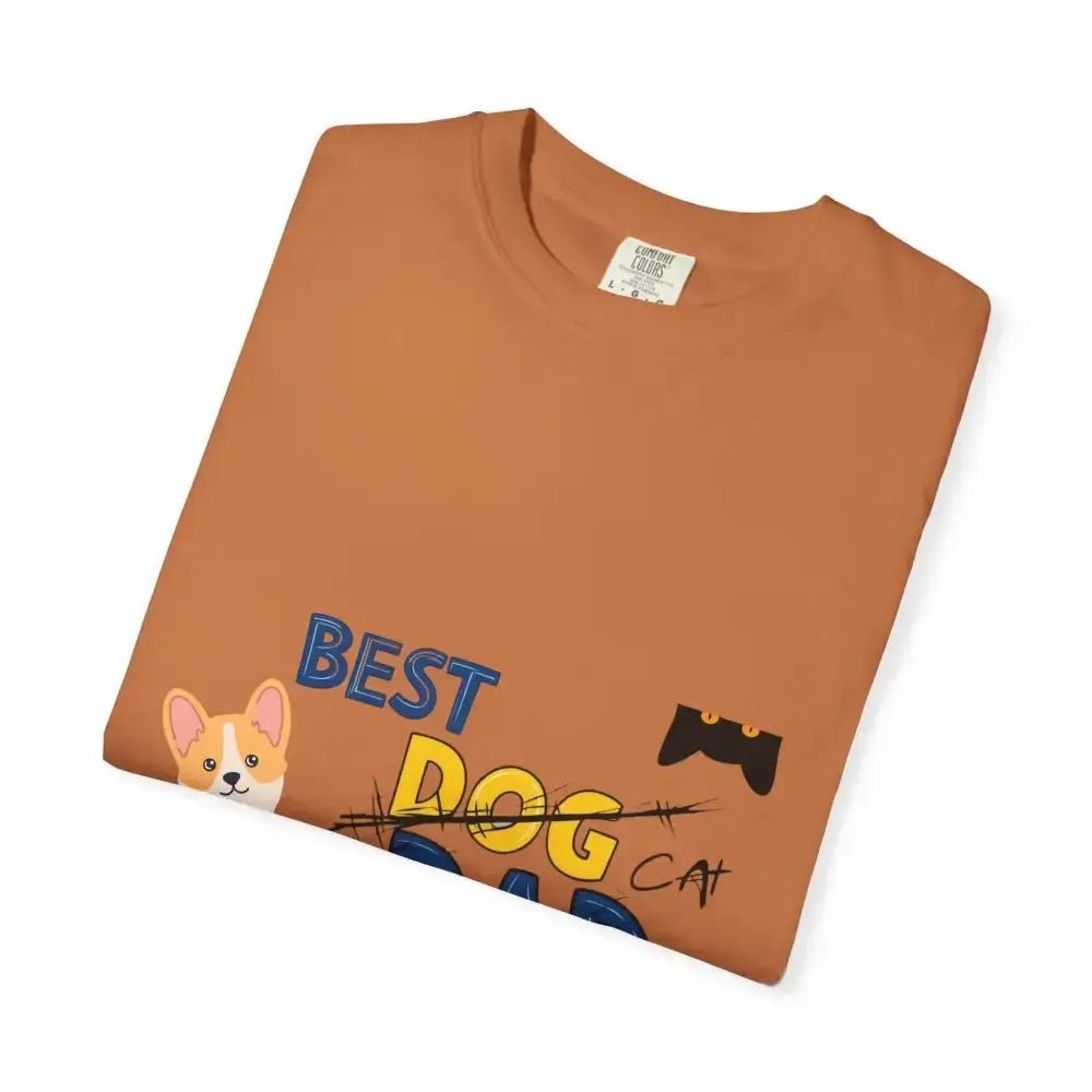 Best Dog Dad Unisex Garment - Dyed T-Shirt | Pet Lover Gift, Funny Dog Dad Tee, Casual Wear, Birthday or Father's Day Gift - FloofChonk
