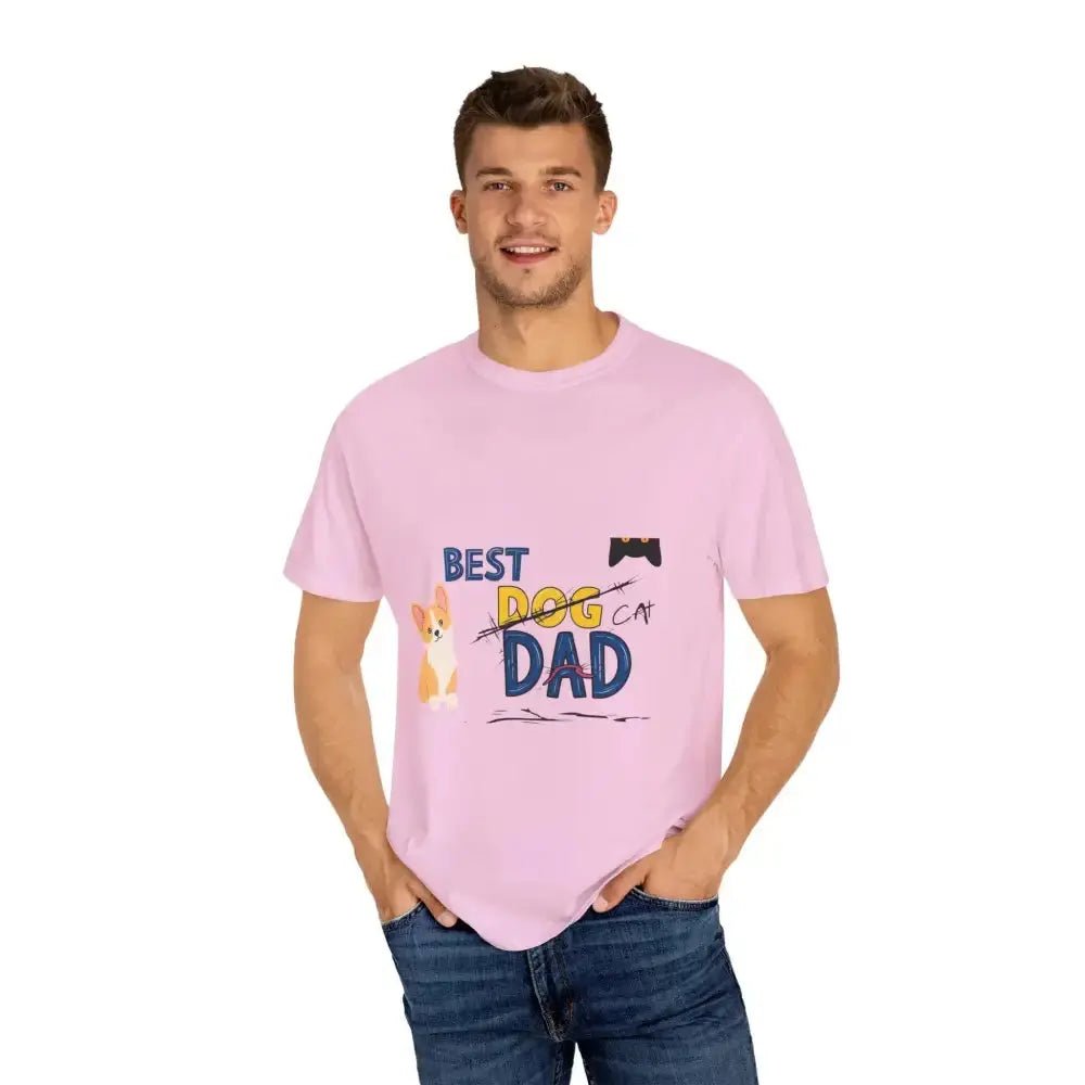 Best Dog Dad Unisex Garment - Dyed T-Shirt | Pet Lover Gift, Funny Dog Dad Tee, Casual Wear, Birthday or Father's Day Gift - FloofChonk