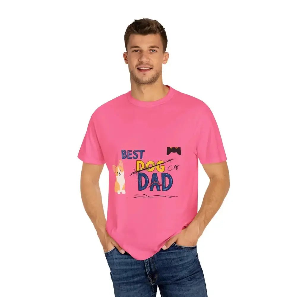 Best Dog Dad Unisex Garment - Dyed T-Shirt | Pet Lover Gift, Funny Dog Dad Tee, Casual Wear, Birthday or Father's Day Gift - FloofChonk