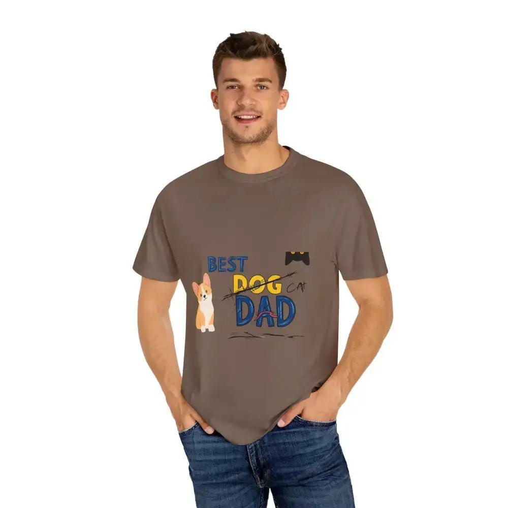 Best Dog Dad Unisex Garment - Dyed T-Shirt | Pet Lover Gift, Funny Dog Dad Tee, Casual Wear, Birthday or Father's Day Gift - FloofChonk