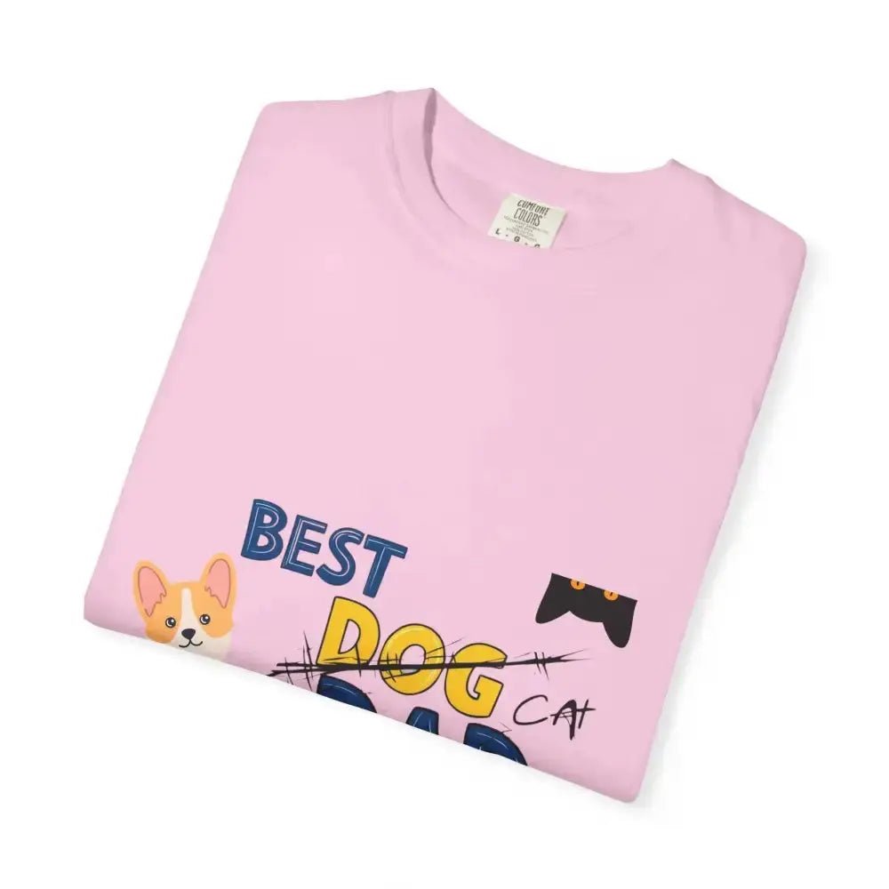 Best Dog Dad Unisex Garment - Dyed T-Shirt | Pet Lover Gift, Funny Dog Dad Tee, Casual Wear, Birthday or Father's Day Gift - FloofChonk