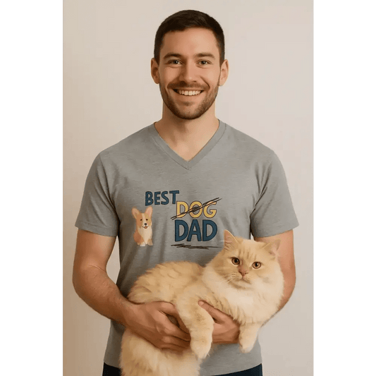 Best Dog Dad V - Neck Tee, Unisex Pet Lover Shirt - FloofChonk