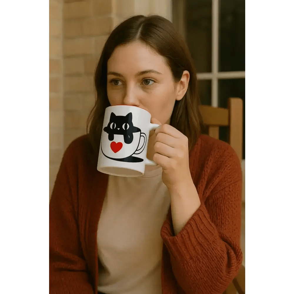 Black Cat Accent Coffee Mug (11, 15oz) - FloofChonk