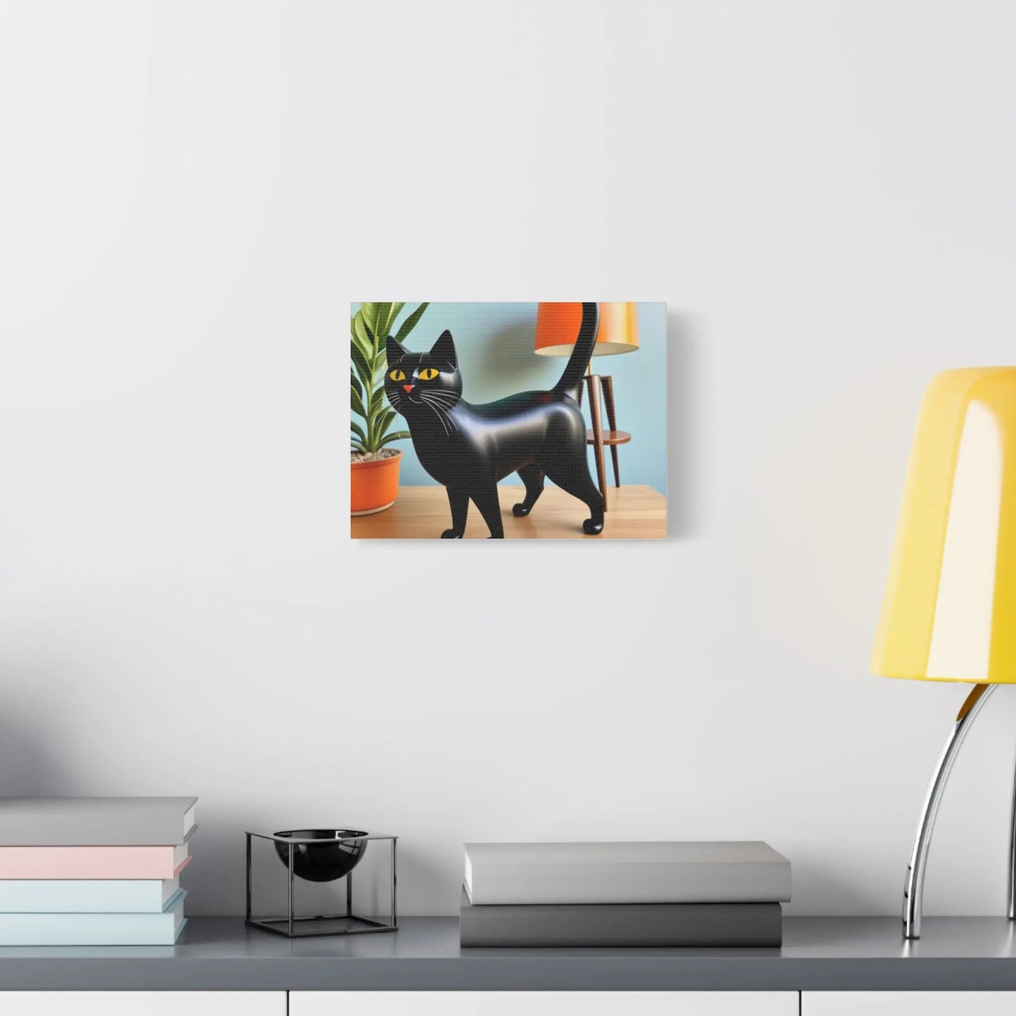 Black Cat Art Canvas Print — Retro Home Decor Wall Art - FloofChonk