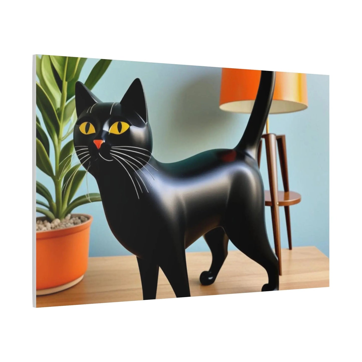 Black Cat Art Canvas Print — Retro Home Decor Wall Art - FloofChonk