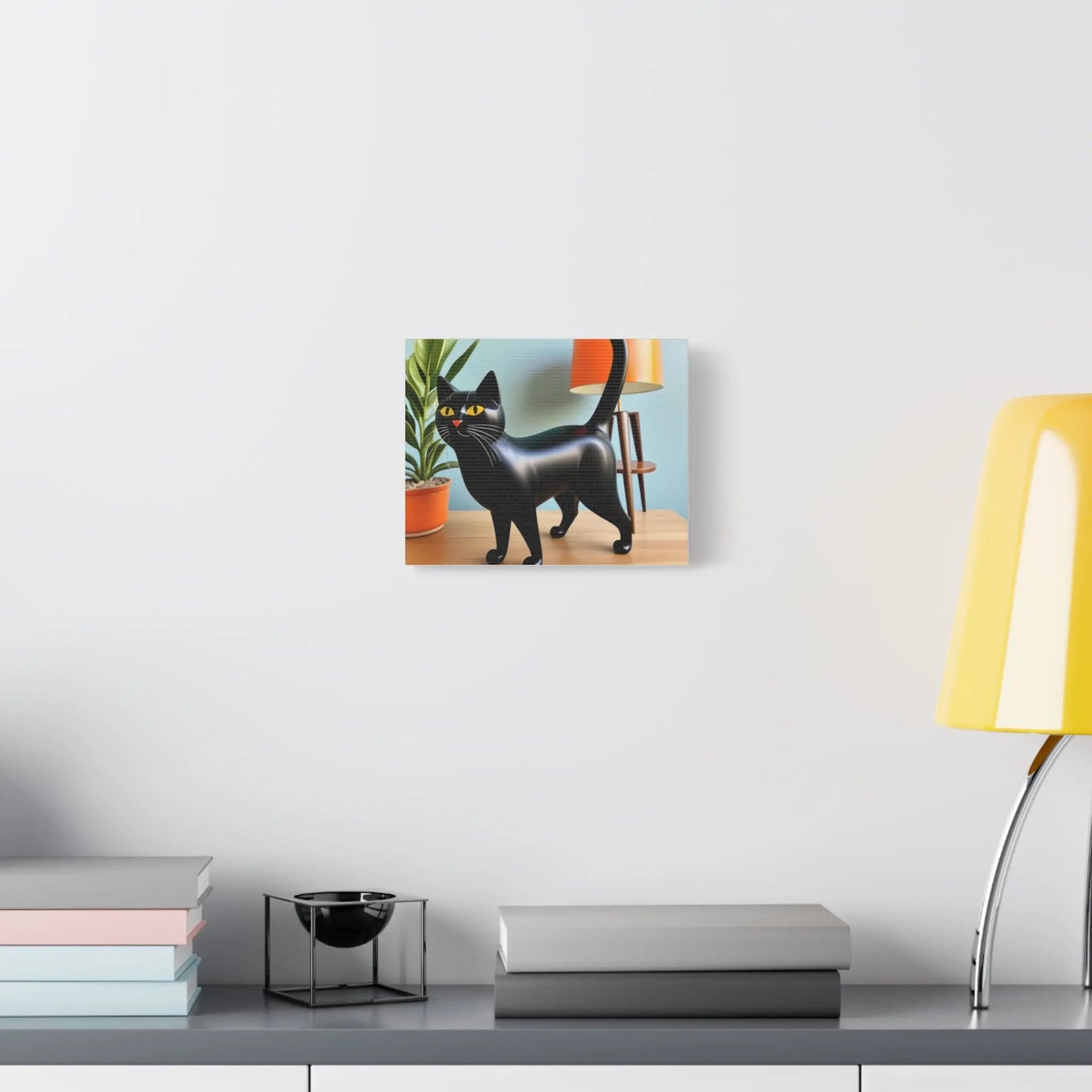 Black Cat Art Canvas Print — Retro Home Decor Wall Art - FloofChonk