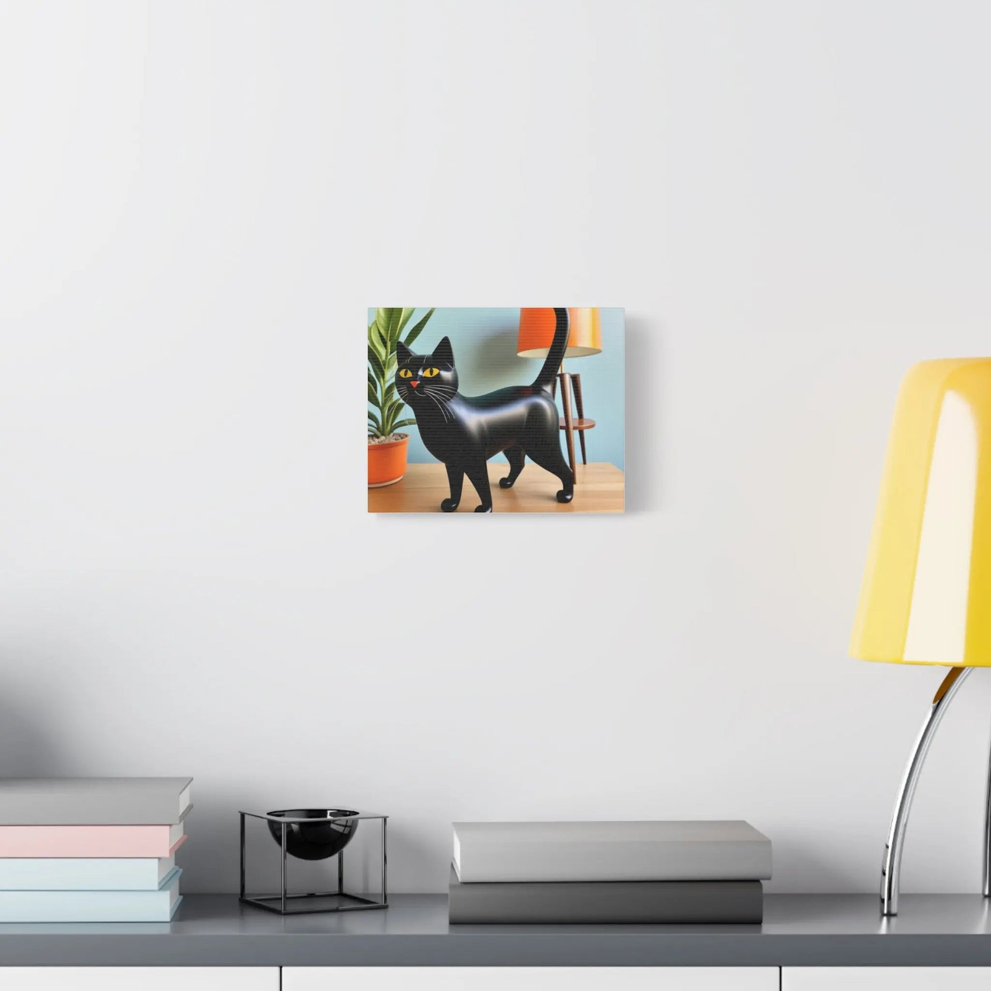 Black Cat Art Canvas Print — Retro Home Decor Wall Art - FloofChonk