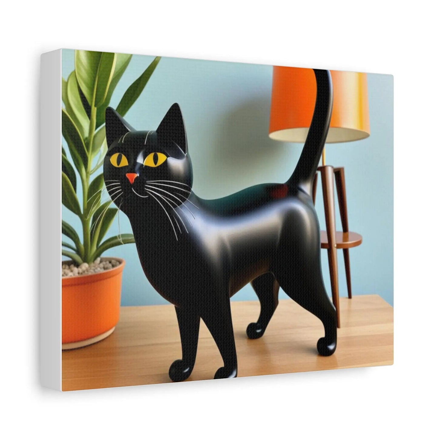 Black Cat Art Canvas Print — Retro Home Decor Wall Art - FloofChonk