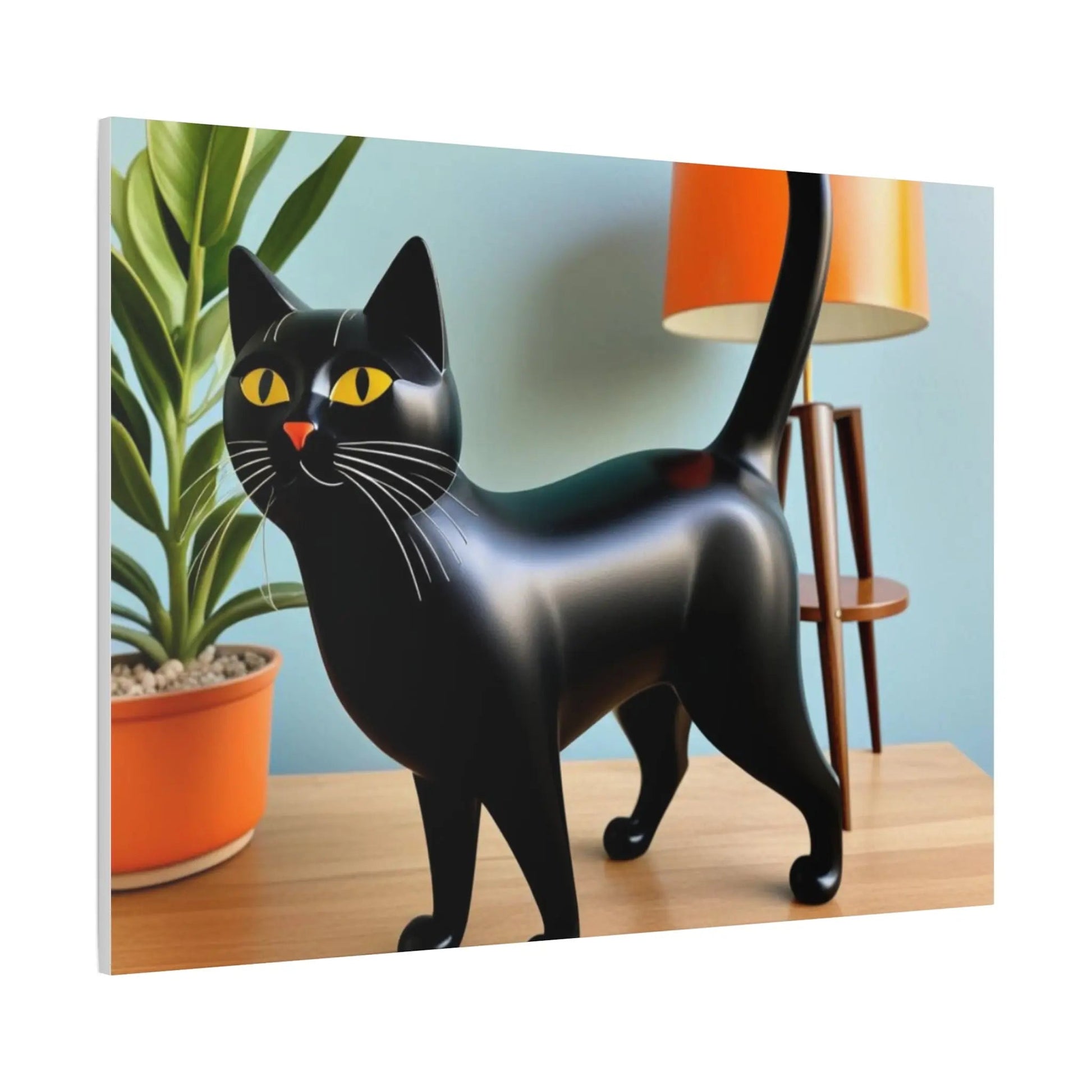 Black Cat Art Canvas Print — Retro Home Decor Wall Art - FloofChonk