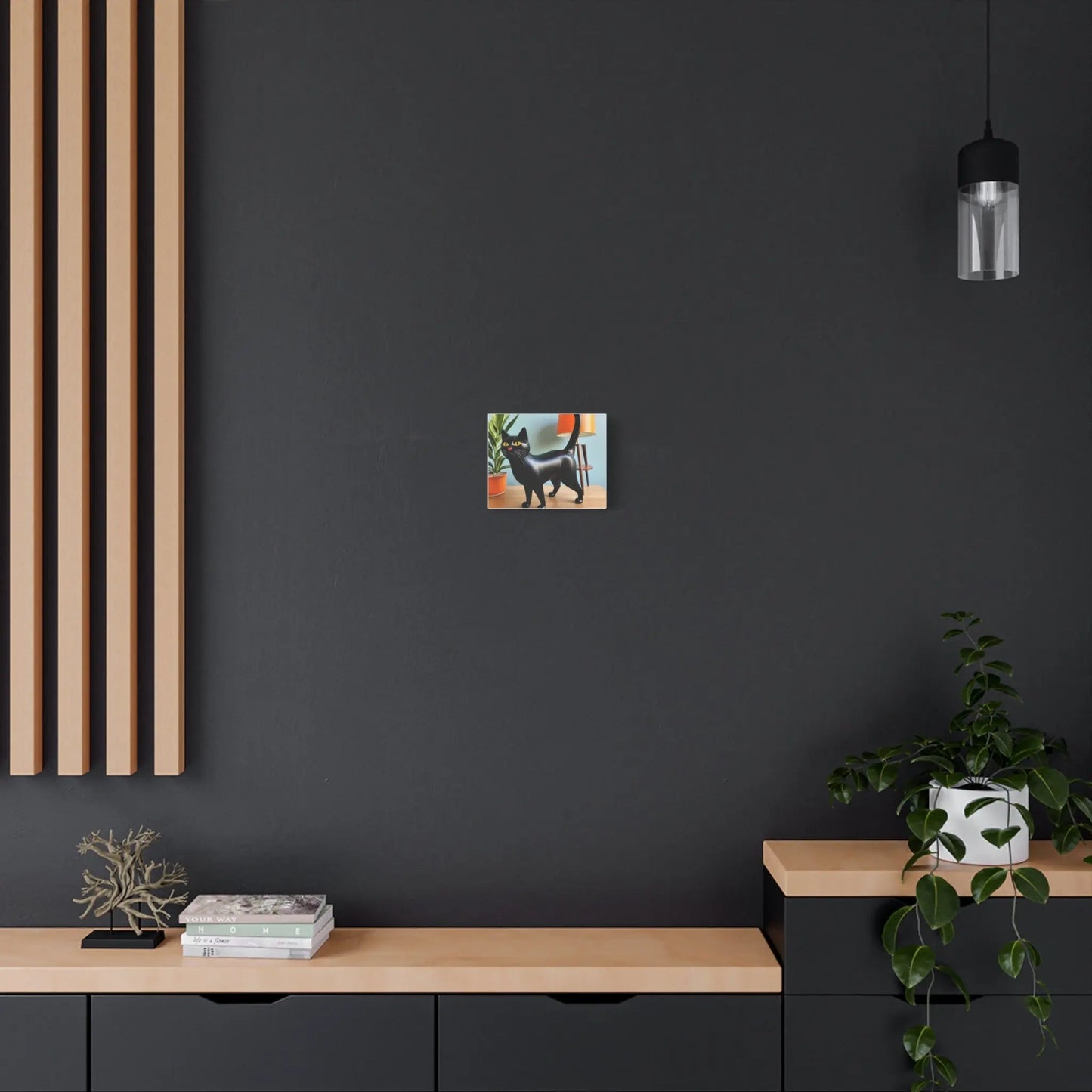 Black Cat Art Canvas Print — Retro Home Decor Wall Art - FloofChonk