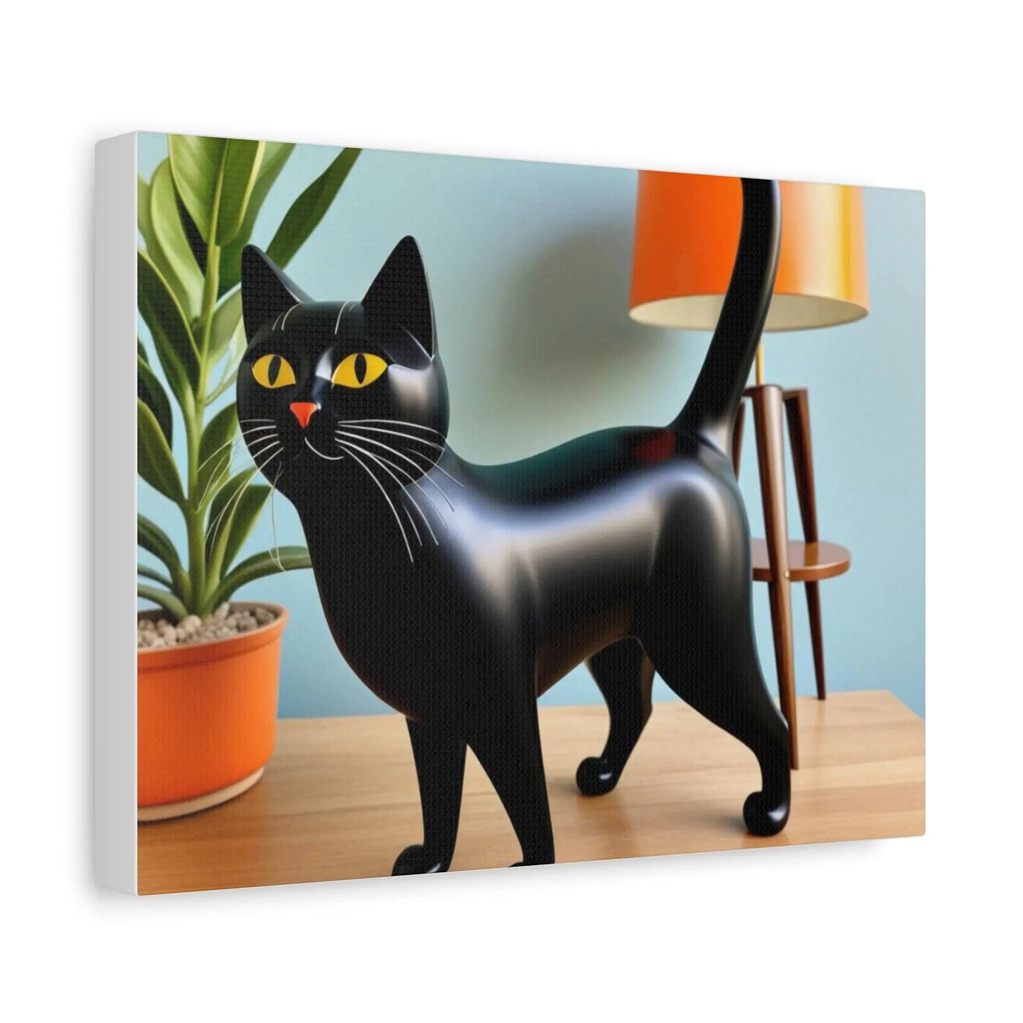 Black Cat Art Canvas Print — Retro Home Decor Wall Art - FloofChonk