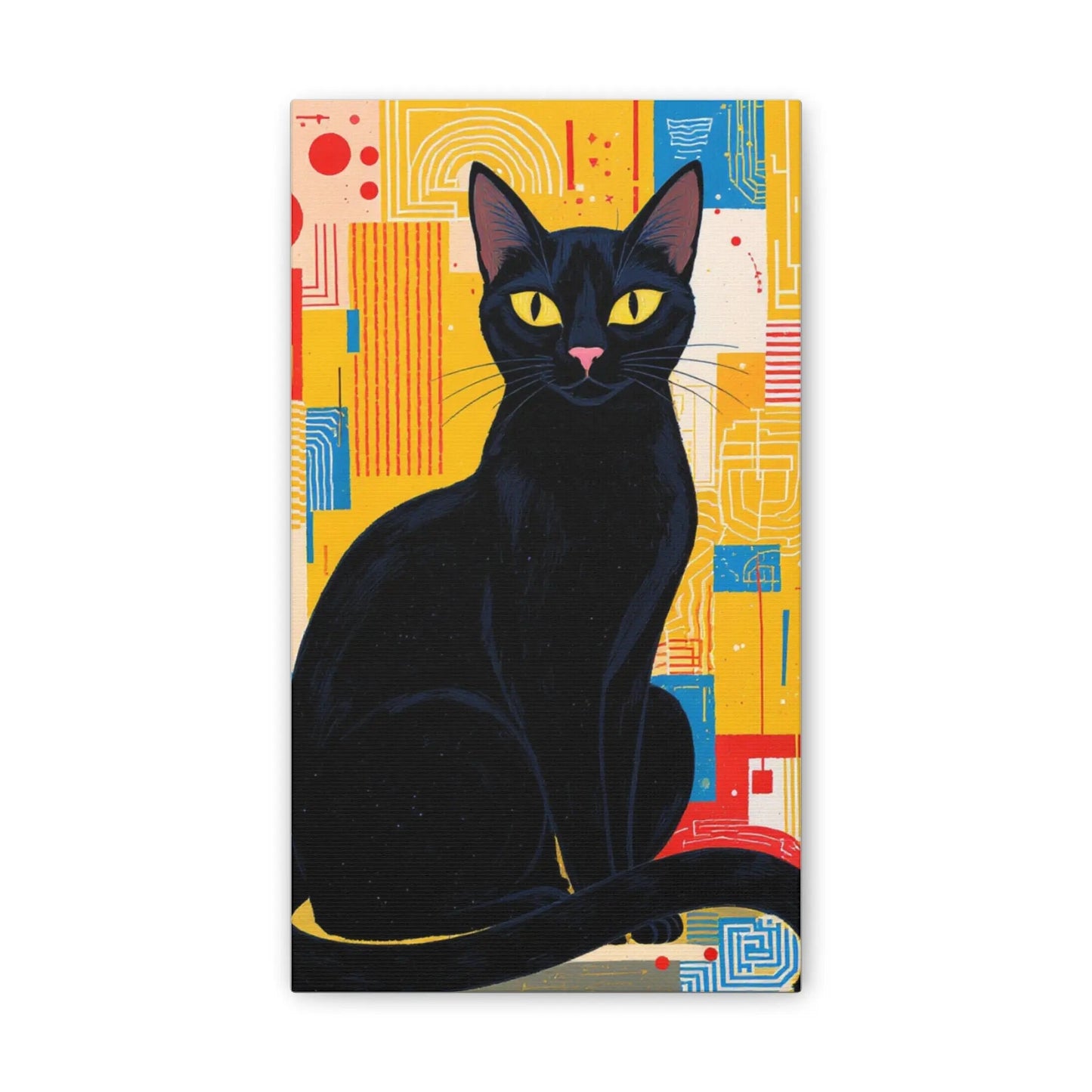 Black Cat Pop Art Canvas Print — Stretched Wall Art for Cat Lovers - FloofChonk