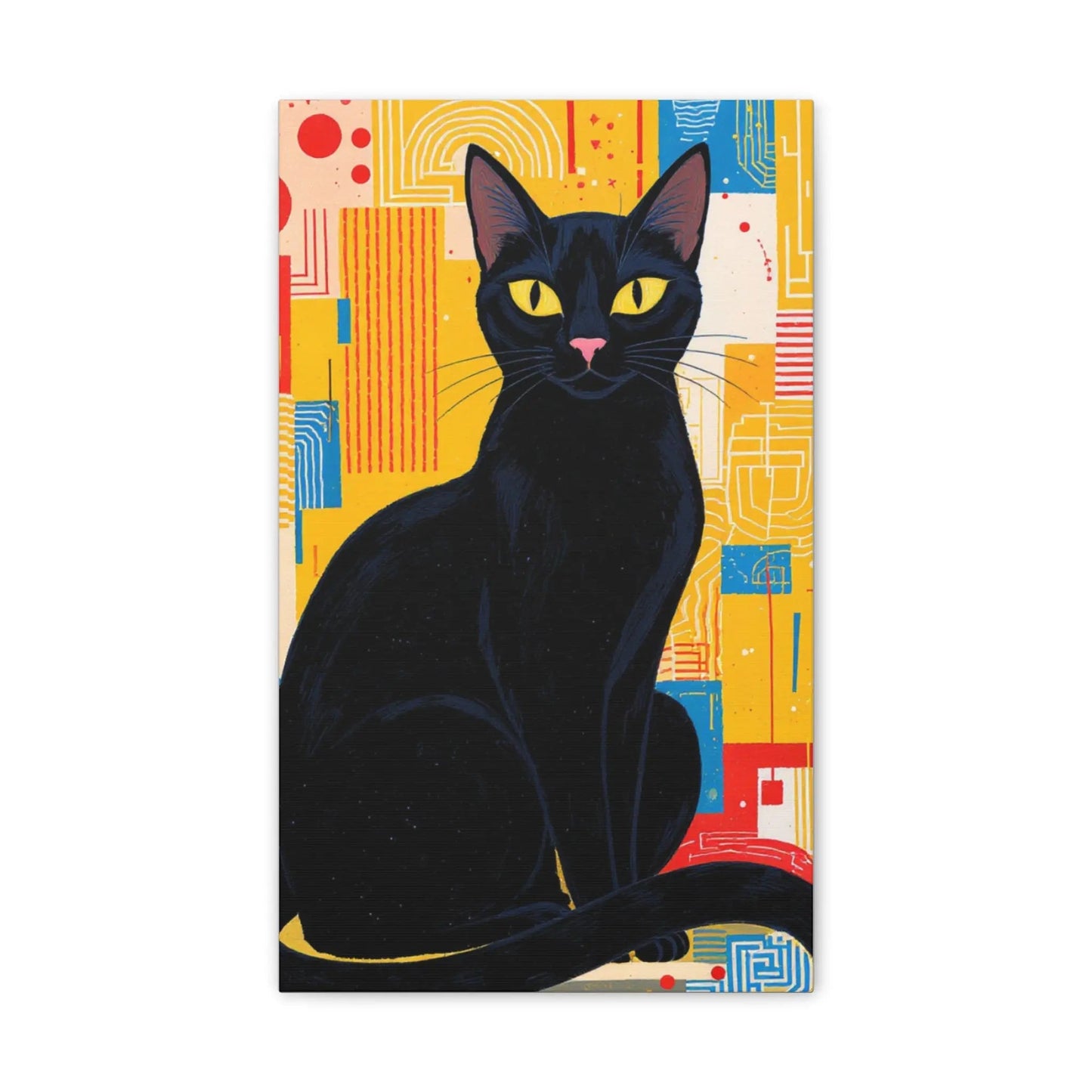 Black Cat Pop Art Canvas Print — Stretched Wall Art for Cat Lovers - FloofChonk