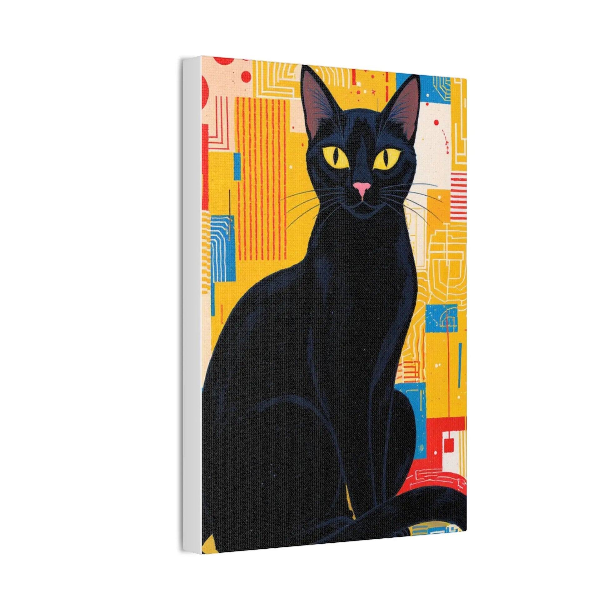 Black Cat Pop Art Canvas Print — Stretched Wall Art for Cat Lovers - FloofChonk
