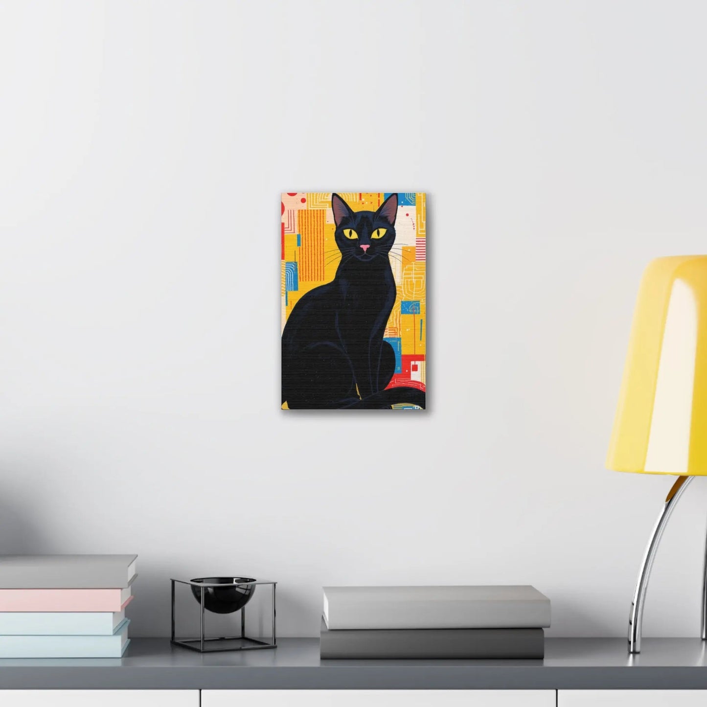Black Cat Pop Art Canvas Print — Stretched Wall Art for Cat Lovers - FloofChonk