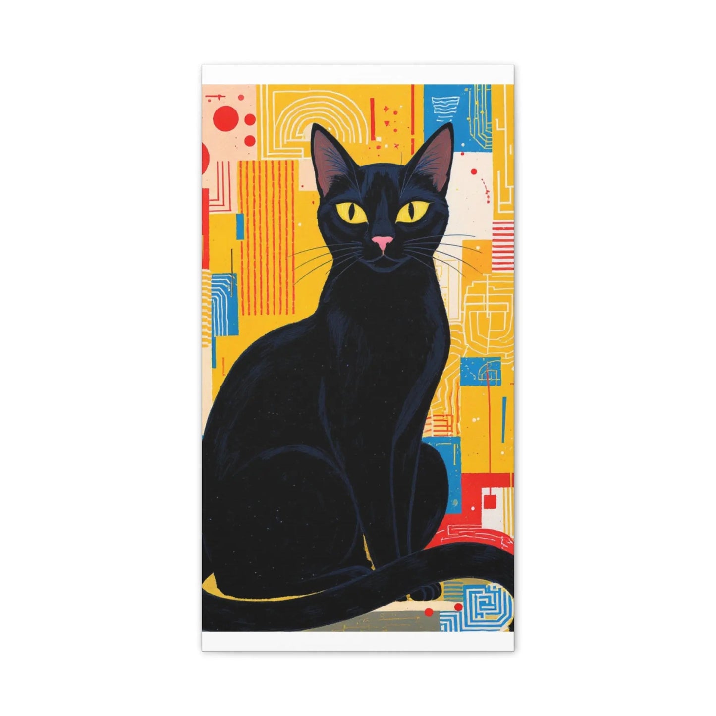 Black Cat Pop Art Canvas Print — Stretched Wall Art for Cat Lovers - FloofChonk