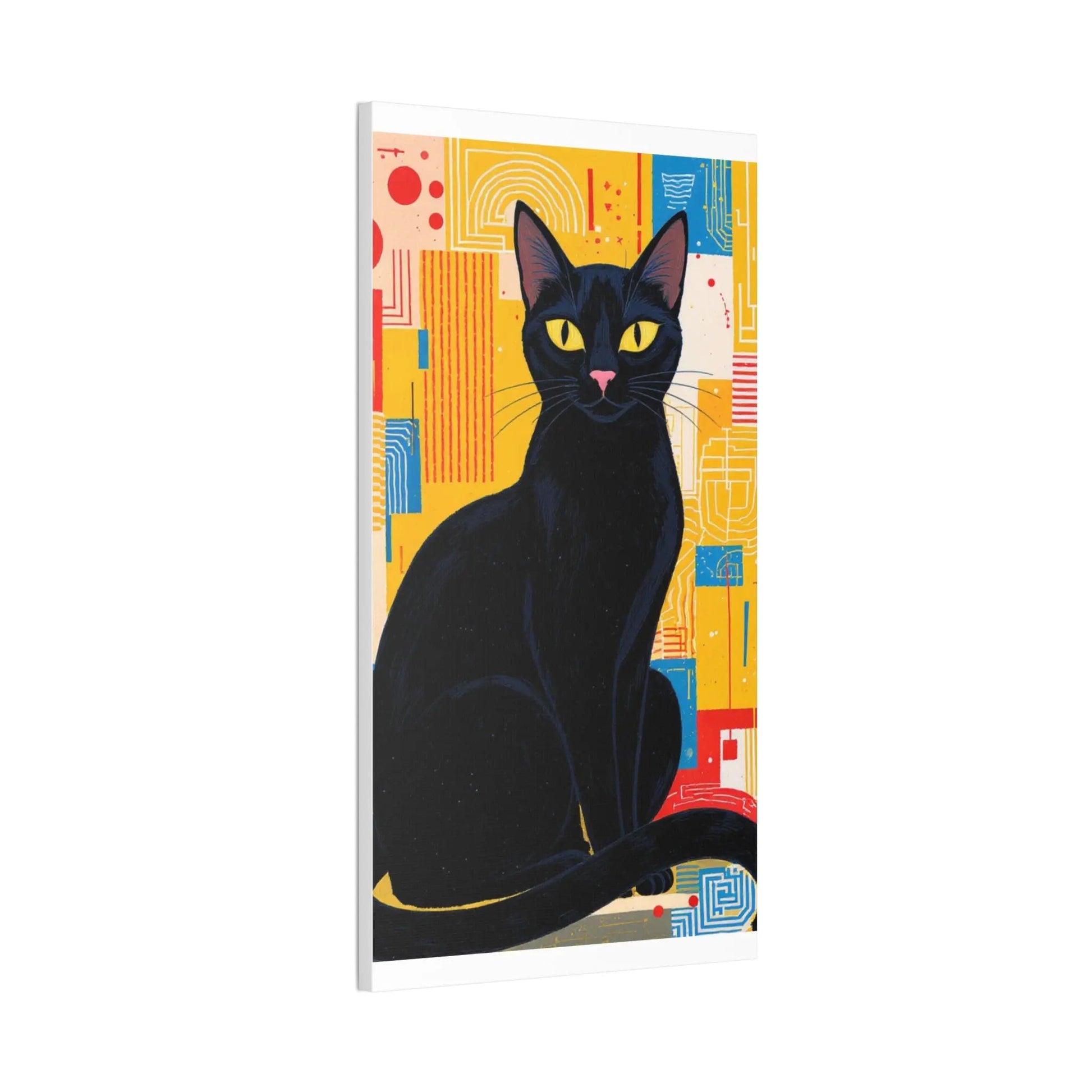 Black Cat Pop Art Canvas Print — Stretched Wall Art for Cat Lovers - FloofChonk