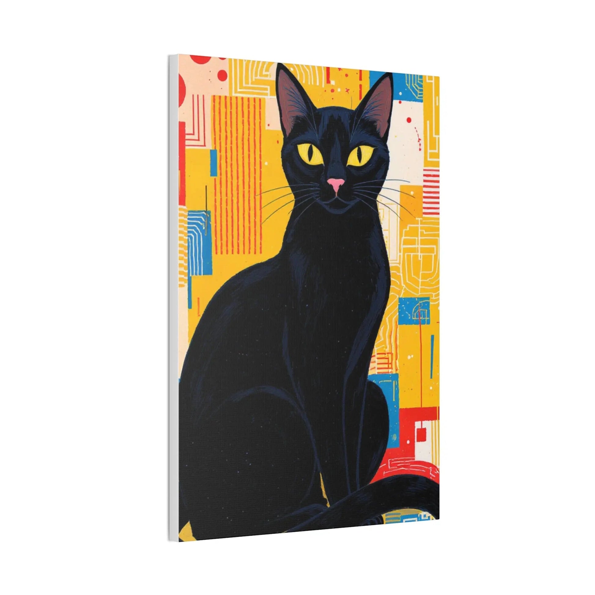 Black Cat Pop Art Canvas Print — Stretched Wall Art for Cat Lovers - FloofChonk