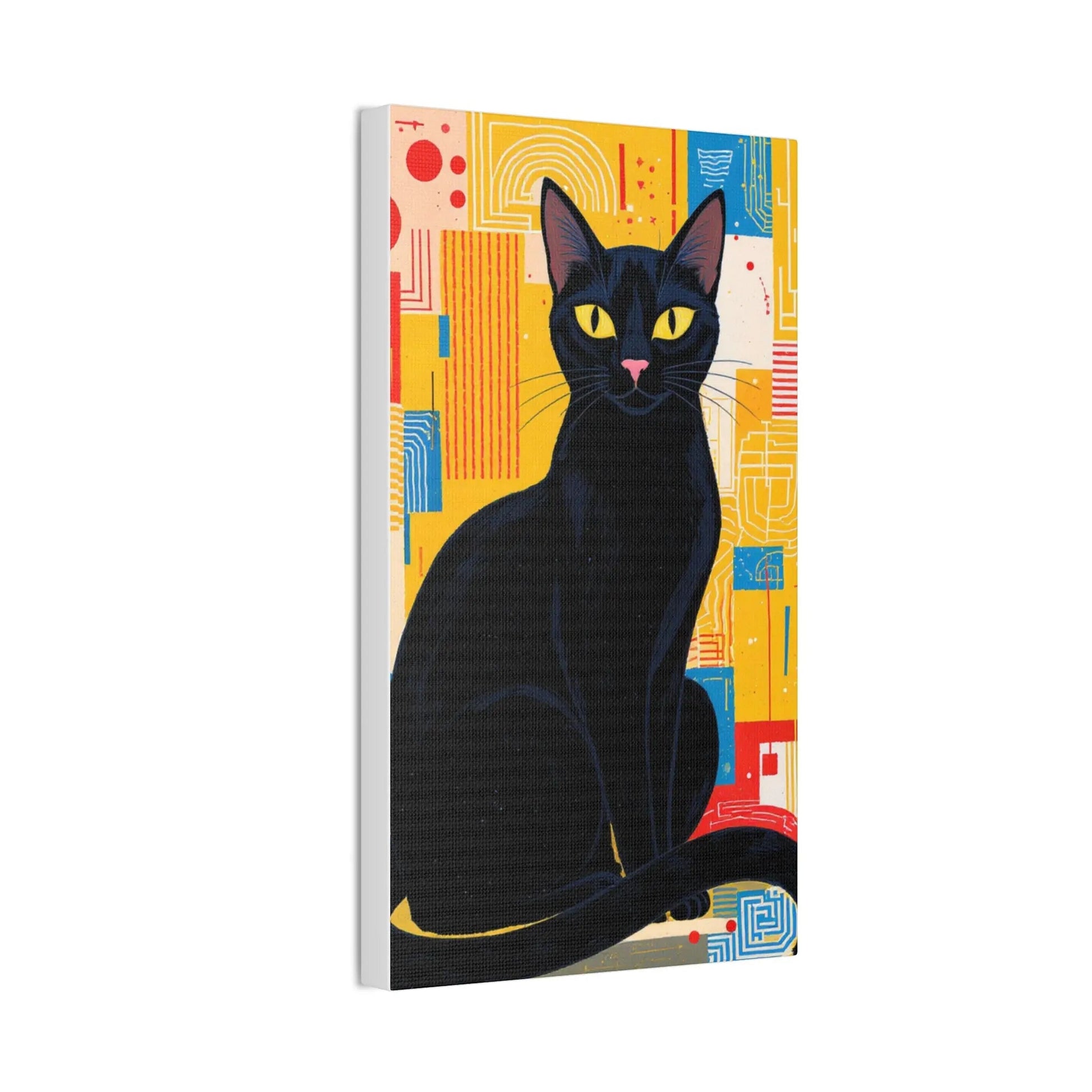 Black Cat Pop Art Canvas Print — Stretched Wall Art for Cat Lovers - FloofChonk