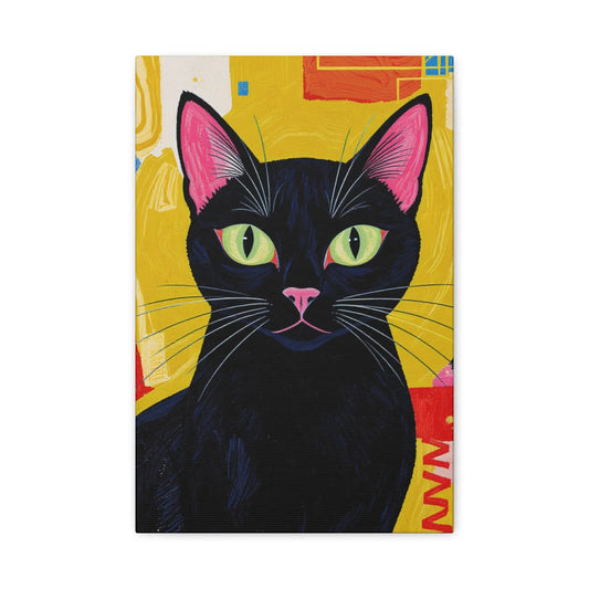 Black Cat Pop Art Matte Canvas Print — Stretched 1.25" - FloofChonk