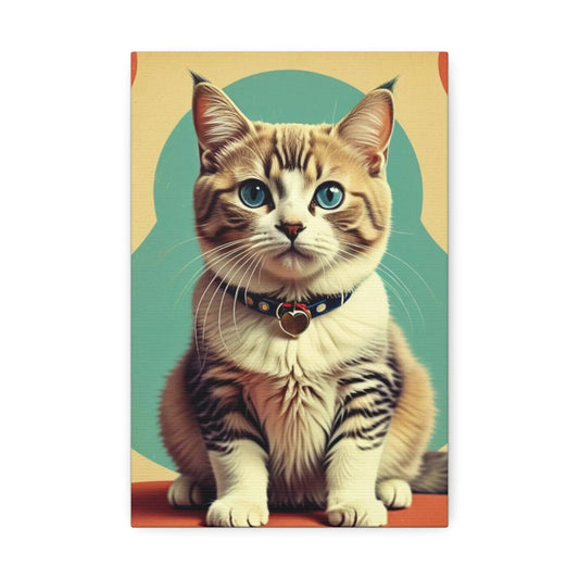 Blue - Eyed Tabby Cat Canvas Art – Stretched 1.5" Wall Décor - FloofChonk